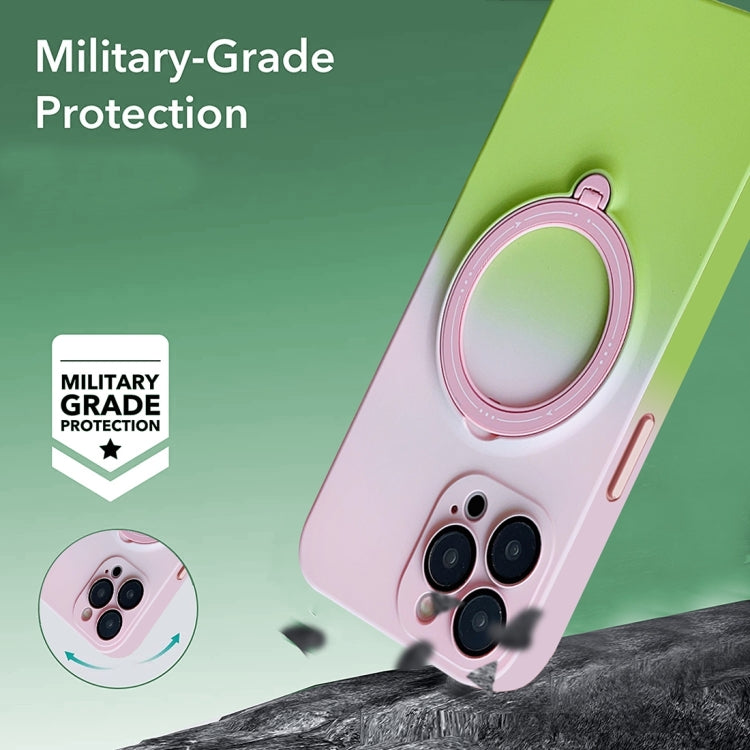 For iPhone 12 Gradient TPU MagSafe Holder Phone Case(Pink Green) by buy2fix