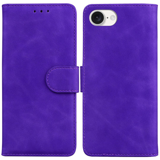 For iPhone 17e / 16e Skin Feel Pure Color Flip Leather Phone Case(Purple)