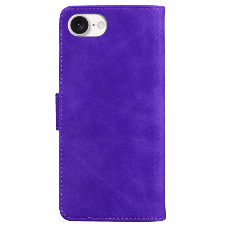 For iPhone 16e Skin Feel Pure Color Flip Leather Phone Case(Purple) - iPhone 16e Cases by buy2fix | Online Shopping UK | buy2fix