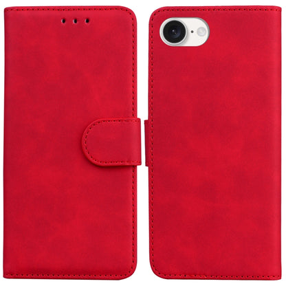 For iPhone 16e Skin Feel Pure Color Flip Leather Phone Case(Red) by buy2fix