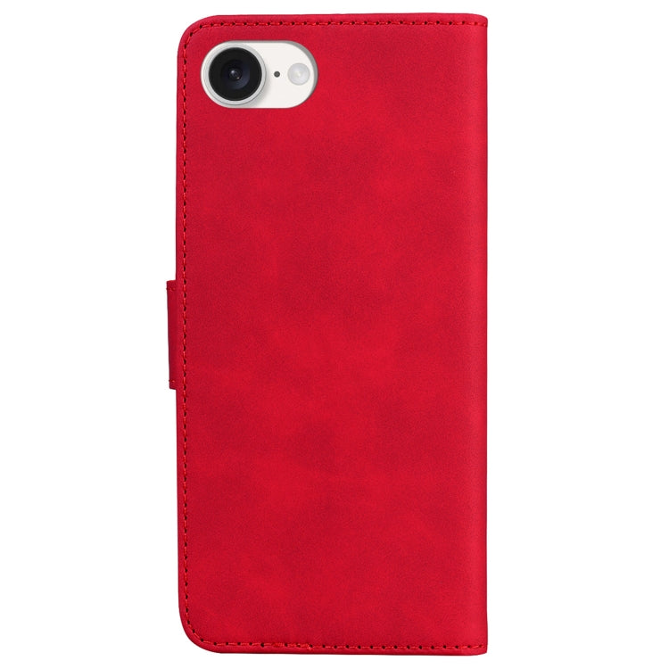 For iPhone 16e Skin Feel Pure Color Flip Leather Phone Case(Red) by buy2fix