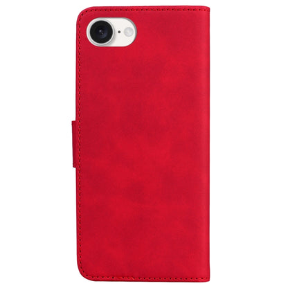 For iPhone 16e Skin Feel Pure Color Flip Leather Phone Case(Red) by buy2fix