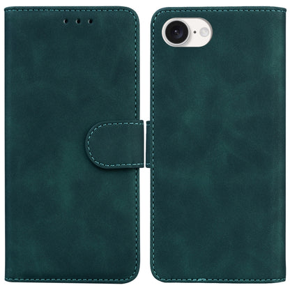 For iPhone 16e Skin Feel Pure Color Flip Leather Phone Case(Green) by buy2fix