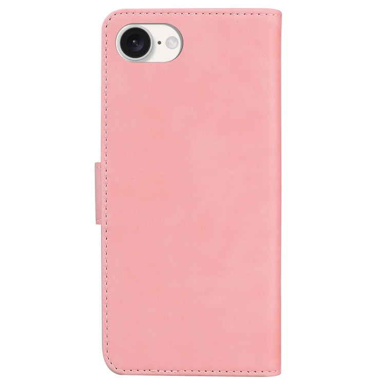 For iPhone 16e Skin Feel Pure Color Flip Leather Phone Case(Pink) by buy2fix