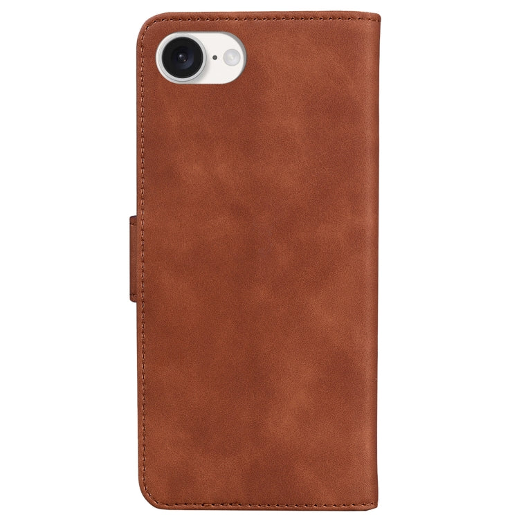 For iPhone 16e Skin Feel Pure Color Flip Leather Phone Case(Brown) by buy2fix