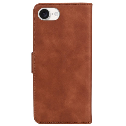 For iPhone 16e Skin Feel Pure Color Flip Leather Phone Case(Brown) by buy2fix