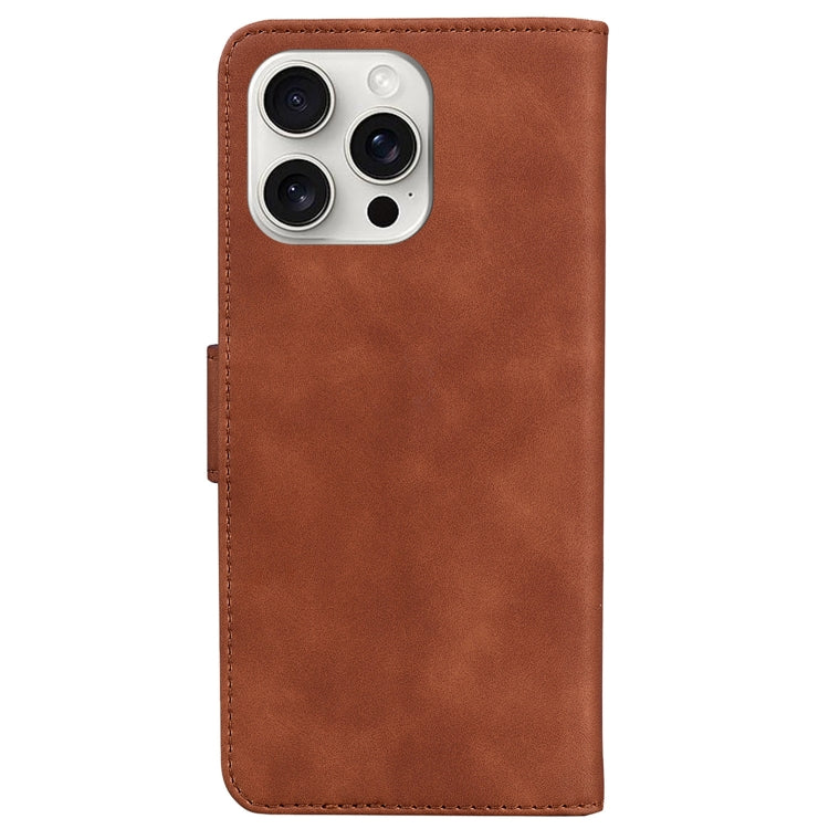 For iPhone 16 Pro Max Skin Feel Pure Color Flip Leather Phone Case(Brown) by buy2fix