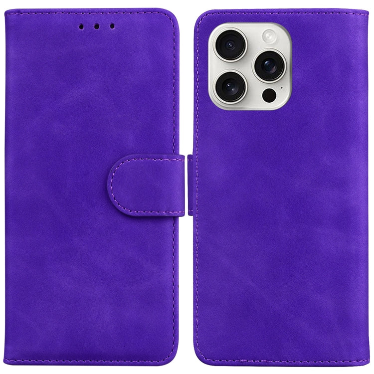 For iPhone 16 Pro Skin Feel Pure Color Flip Leather Phone Case(Purple) by buy2fix