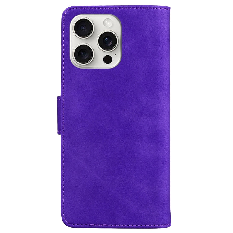 For iPhone 16 Pro Skin Feel Pure Color Flip Leather Phone Case(Purple) by buy2fix