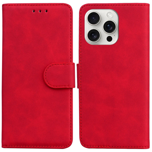 For iPhone 16 Pro Skin Feel Pure Color Flip Leather Phone Case(Red) by buy2fix