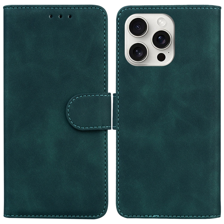 For iPhone 16 Pro Skin Feel Pure Color Flip Leather Phone Case(Green) by buy2fix