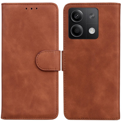 For Xiaomi Redmi Note 13 5G Skin Feel Pure Color Flip Leather Phone Case(Brown) - Xiaomi Cases by buy2fix | Online Shopping UK | buy2fix