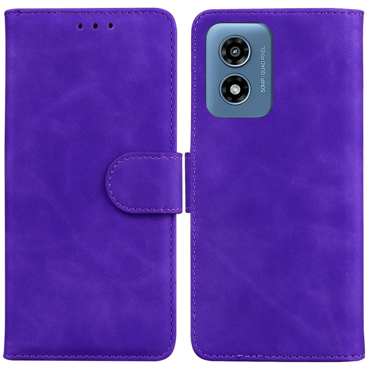 For Motorola Moto G Play 4G 2024 Skin Feel Pure Color Flip Leather Phone Case(Purple) by buy2fix