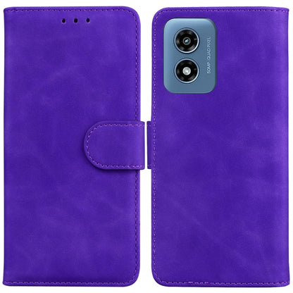For Motorola Moto G Play 4G 2024 Skin Feel Pure Color Flip Leather Phone Case(Purple) by buy2fix