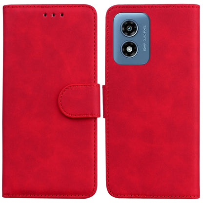 For Motorola Moto G Play 4G 2024 Skin Feel Pure Color Flip Leather Phone Case(Red) by buy2fix