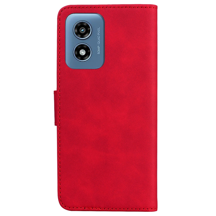 For Motorola Moto G Play 4G 2024 Skin Feel Pure Color Flip Leather Phone Case(Red) by buy2fix