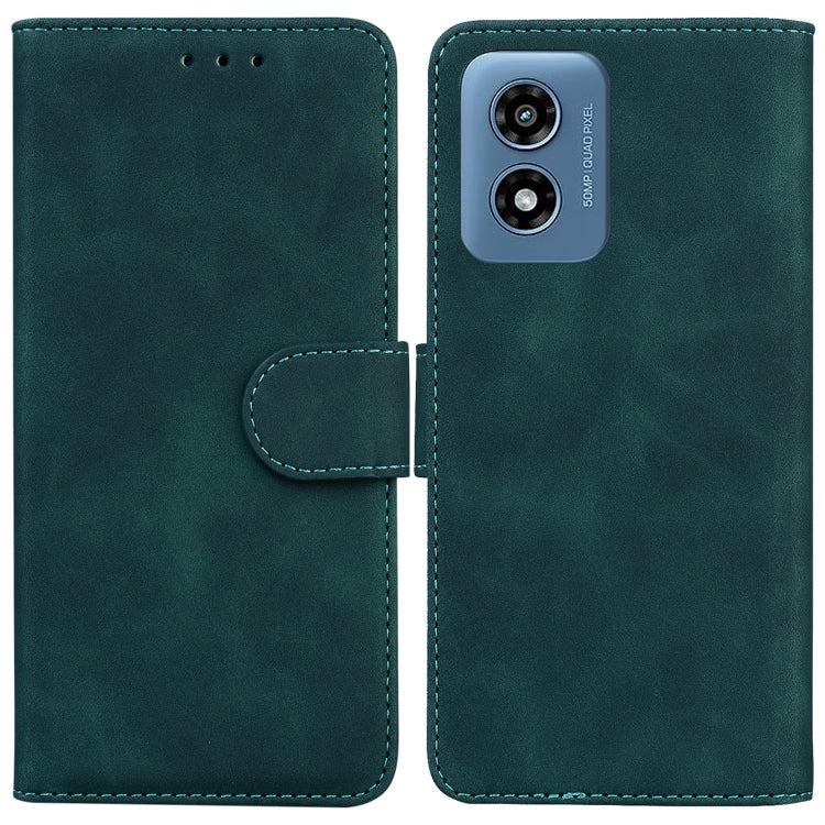 For Motorola Moto G Play 4G 2024 Skin Feel Pure Color Flip Leather Phone Case(Green) by buy2fix