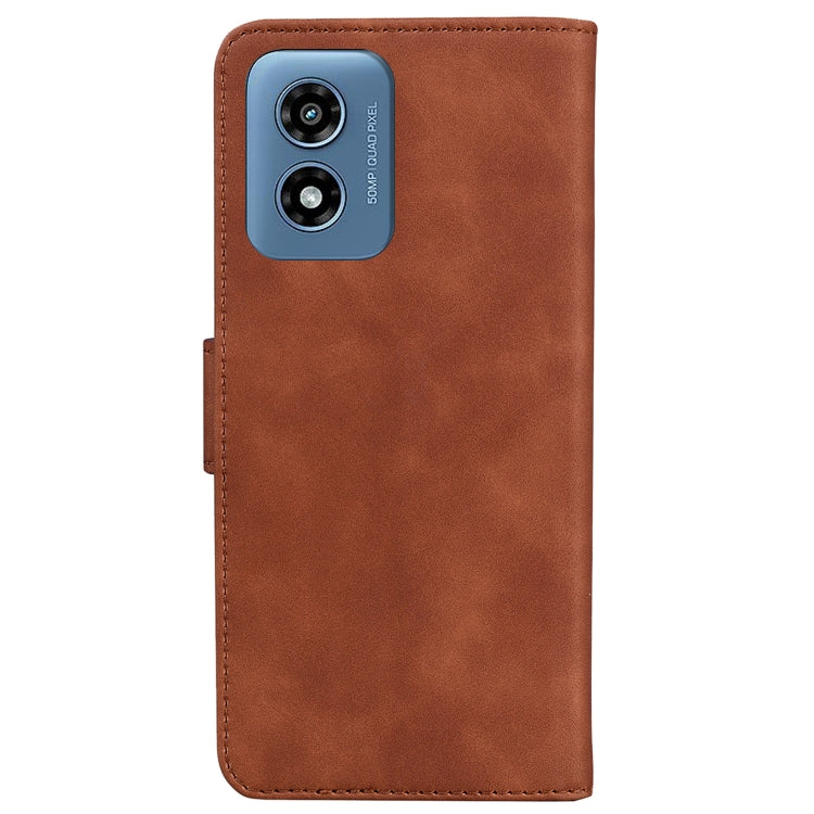For Motorola Moto G Play 4G 2024 Skin Feel Pure Color Flip Leather Phone Case(Brown) by buy2fix