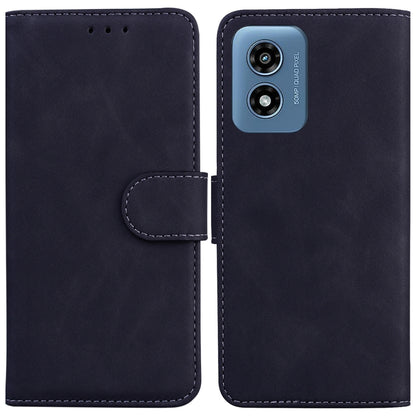 For Motorola Moto G Play 4G 2024 Skin Feel Pure Color Flip Leather Phone Case(Black) by buy2fix