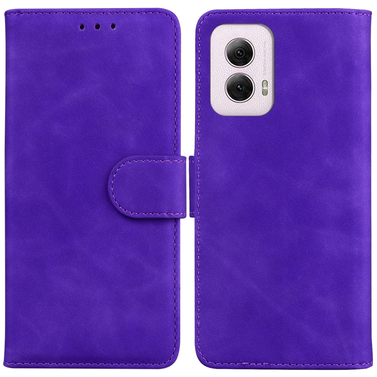 For Motorola Moto G Power 5G 2024 Skin Feel Pure Color Flip Leather Phone Case(Purple) by buy2fix