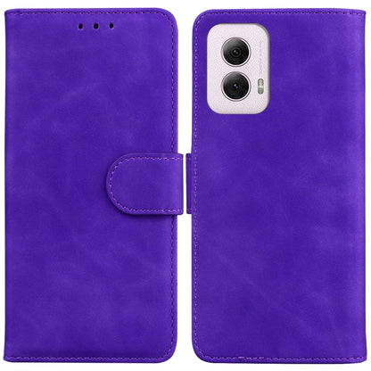 For Motorola Moto G Power 5G 2024 Skin Feel Pure Color Flip Leather Phone Case(Purple) by buy2fix