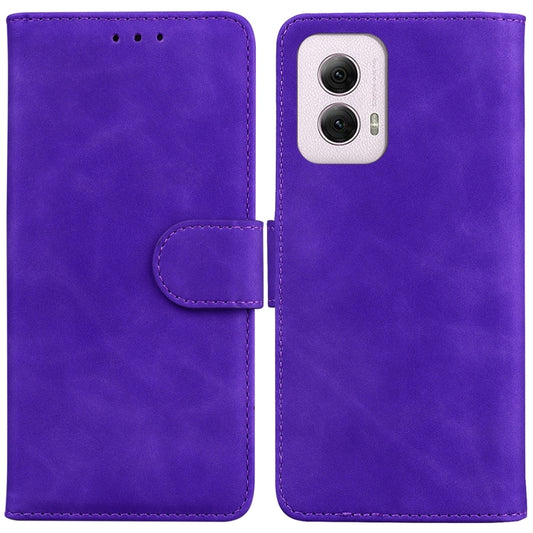 For Motorola Moto G Power 5G 2024 Skin Feel Pure Color Flip Leather Phone Case(Purple) by buy2fix
