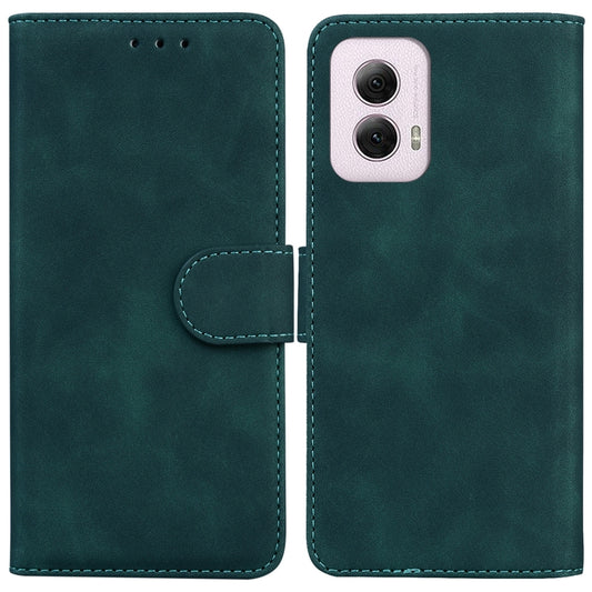 For Motorola Moto G Power 5G 2024 Skin Feel Pure Color Flip Leather Phone Case(Green) by buy2fix