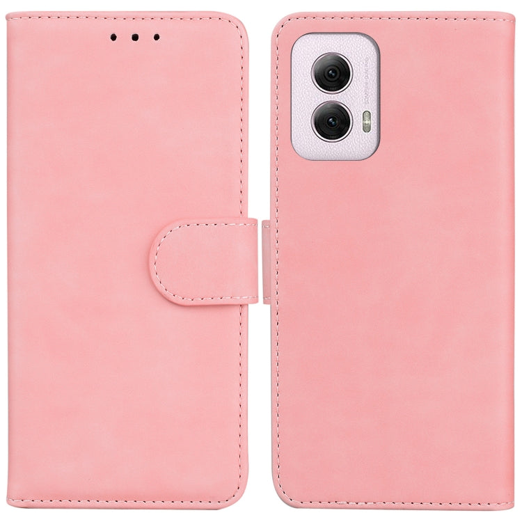 For Motorola Moto G Power 5G 2024 Skin Feel Pure Color Flip Leather Phone Case(Pink) by buy2fix