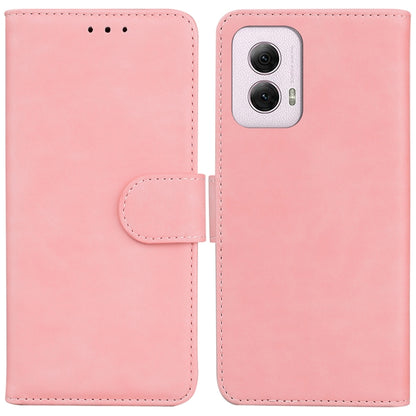 For Motorola Moto G Power 5G 2024 Skin Feel Pure Color Flip Leather Phone Case(Pink) by buy2fix