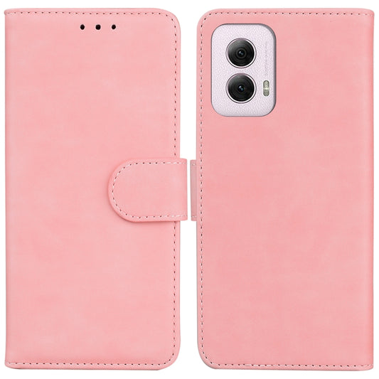 For Motorola Moto G Power 5G 2024 Skin Feel Pure Color Flip Leather Phone Case(Pink) by buy2fix