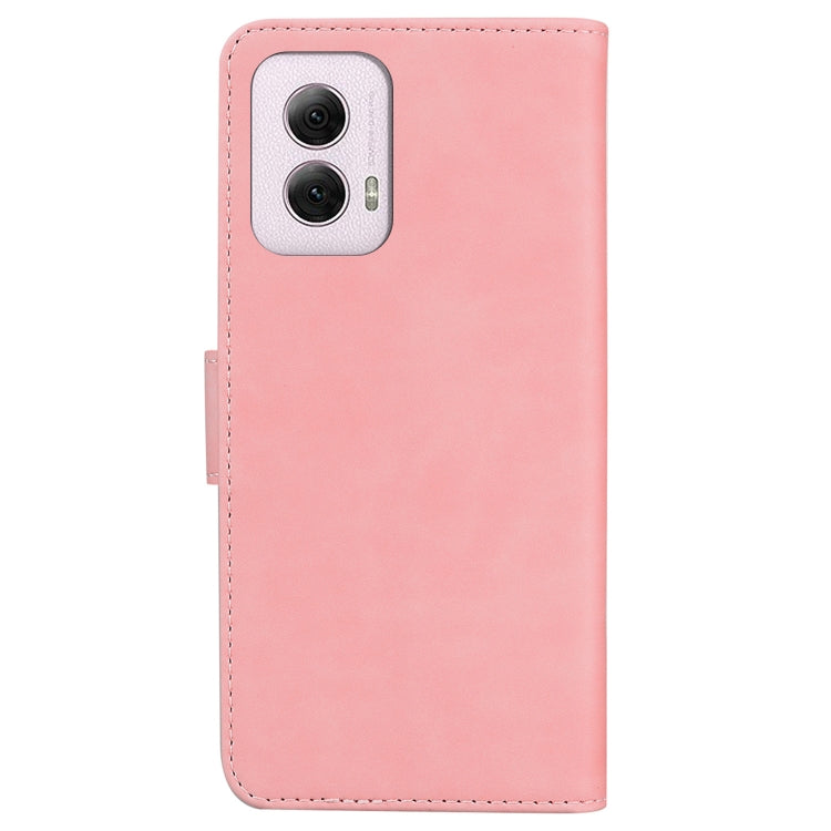 For Motorola Moto G Power 5G 2024 Skin Feel Pure Color Flip Leather Phone Case(Pink) by buy2fix
