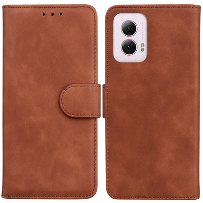 For Motorola Moto G Power 5G 2024 Skin Feel Pure Color Flip Leather Phone Case(Brown) by buy2fix