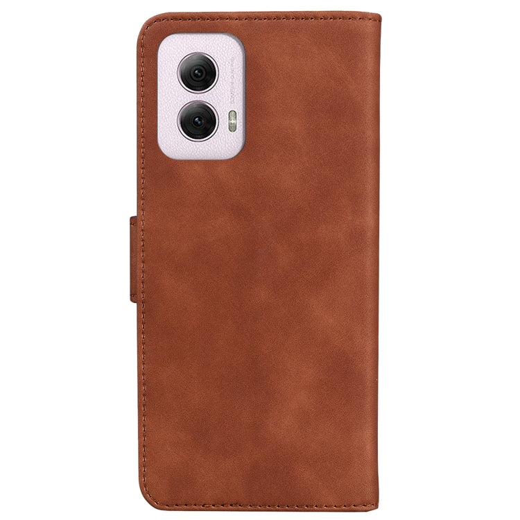 For Motorola Moto G Power 5G 2024 Skin Feel Pure Color Flip Leather Phone Case(Brown) by buy2fix