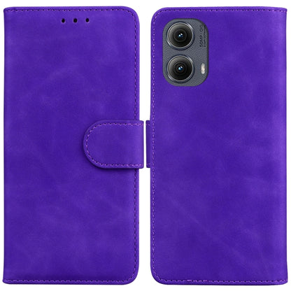 For Motorola Edge 2024 Skin Feel Pure Color Flip Leather Phone Case(Purple) by buy2fix
