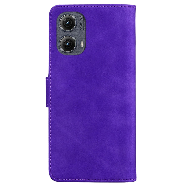For Motorola Edge 2024 Skin Feel Pure Color Flip Leather Phone Case(Purple) by buy2fix