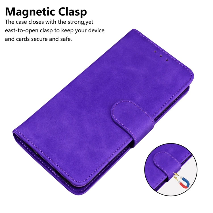 For Motorola Edge 2024 Skin Feel Pure Color Flip Leather Phone Case(Purple) by buy2fix