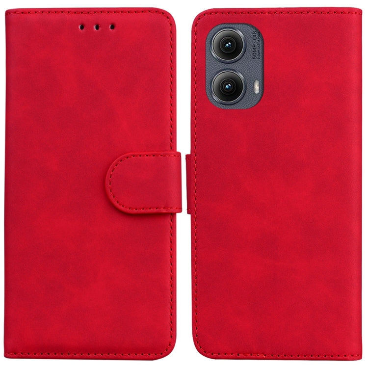 For Motorola Edge 2024 Skin Feel Pure Color Flip Leather Phone Case(Red) by buy2fix