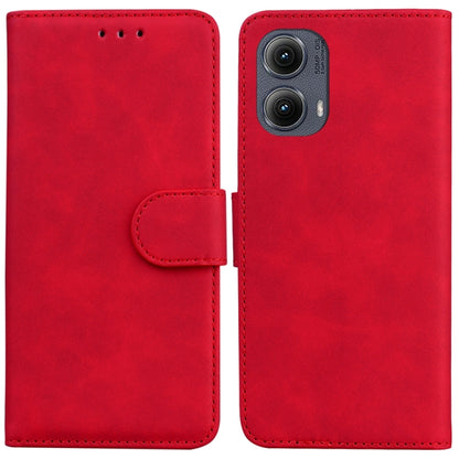 For Motorola Edge 2024 Skin Feel Pure Color Flip Leather Phone Case(Red) by buy2fix