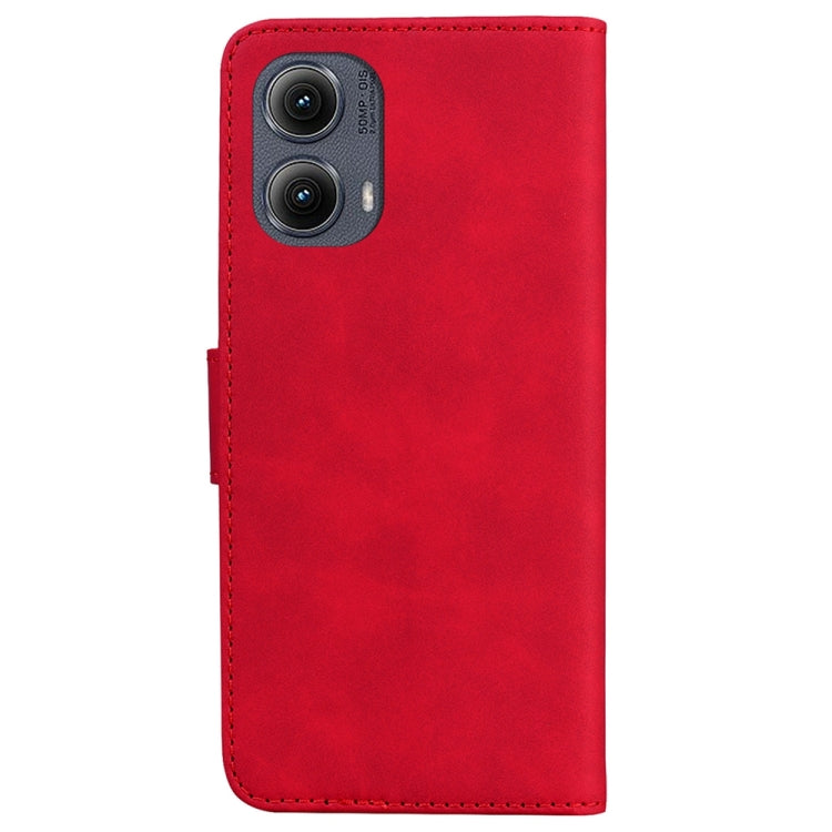 For Motorola Edge 2024 Skin Feel Pure Color Flip Leather Phone Case(Red) by buy2fix