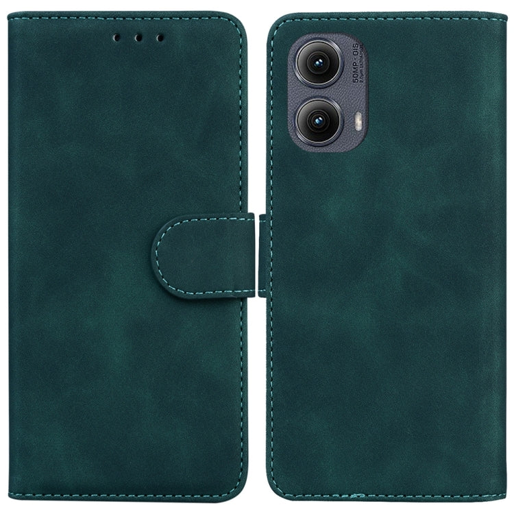 For Motorola Edge 2024 Skin Feel Pure Color Flip Leather Phone Case(Green) by buy2fix