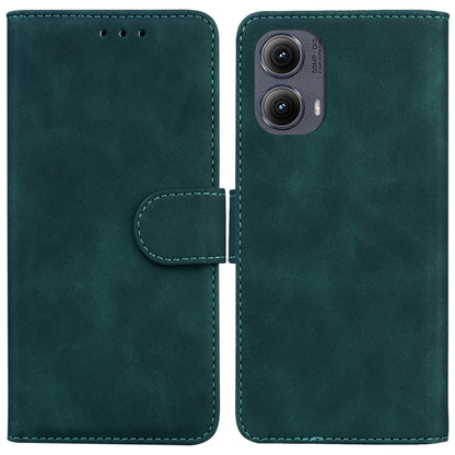 For Motorola Edge 2024 Skin Feel Pure Color Flip Leather Phone Case(Green) by buy2fix