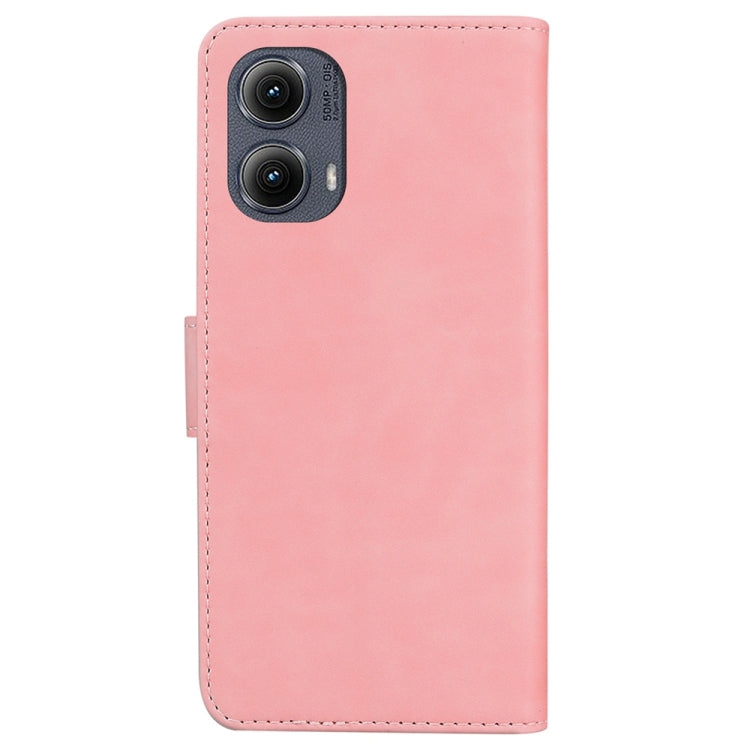 For Motorola Edge 2024 Skin Feel Pure Color Flip Leather Phone Case(Pink) by buy2fix
