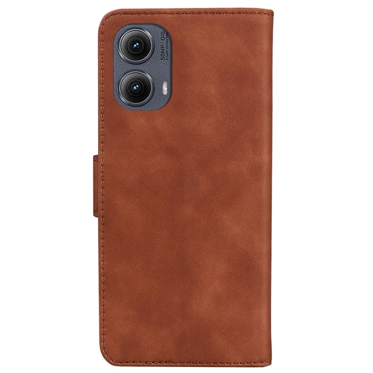 For Motorola Edge 2024 Skin Feel Pure Color Flip Leather Phone Case(Brown) by buy2fix