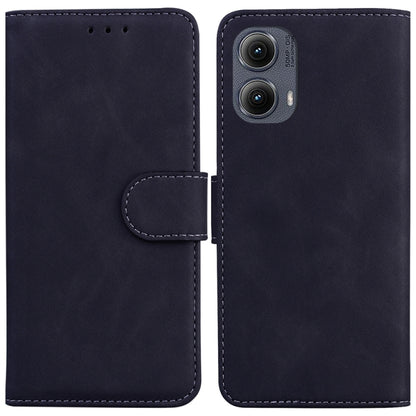 For Motorola Edge 2024 Skin Feel Pure Color Flip Leather Phone Case(Black) by buy2fix