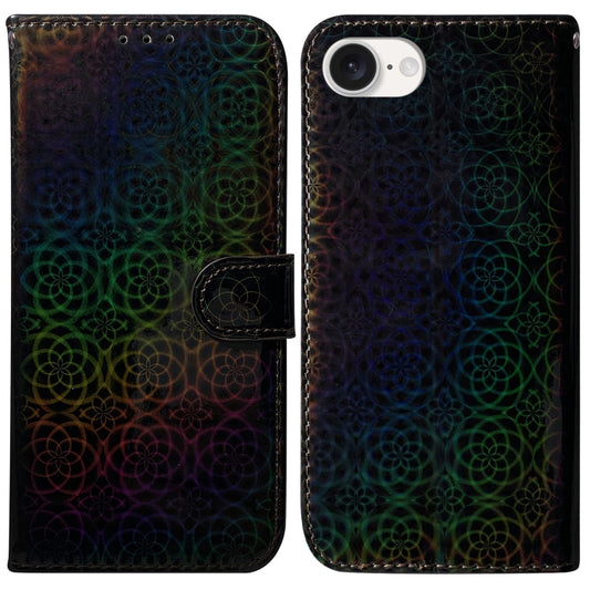 For iPhone 16e Colorful Magnetic Buckle Leather Phone Case(Black) by buy2fix