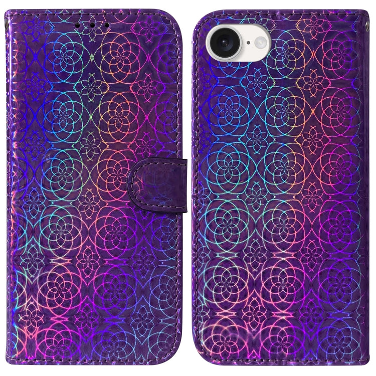 For iPhone 16e Colorful Magnetic Buckle Leather Phone Case(Purple) by buy2fix