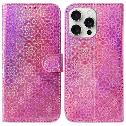 For iPhone 16 Pro Max Colorful Magnetic Buckle Leather Phone Case(Pink) by buy2fix