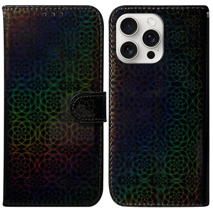 For iPhone 16 Pro Max Colorful Magnetic Buckle Leather Phone Case(Black) by buy2fix