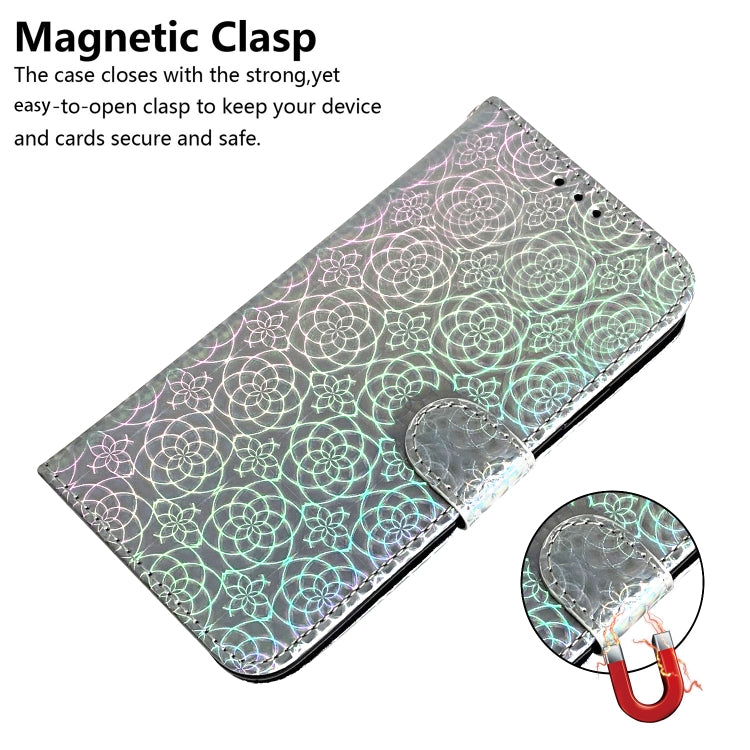 For iPhone 16 Pro Max Colorful Magnetic Buckle Leather Phone Case(Silver) by buy2fix