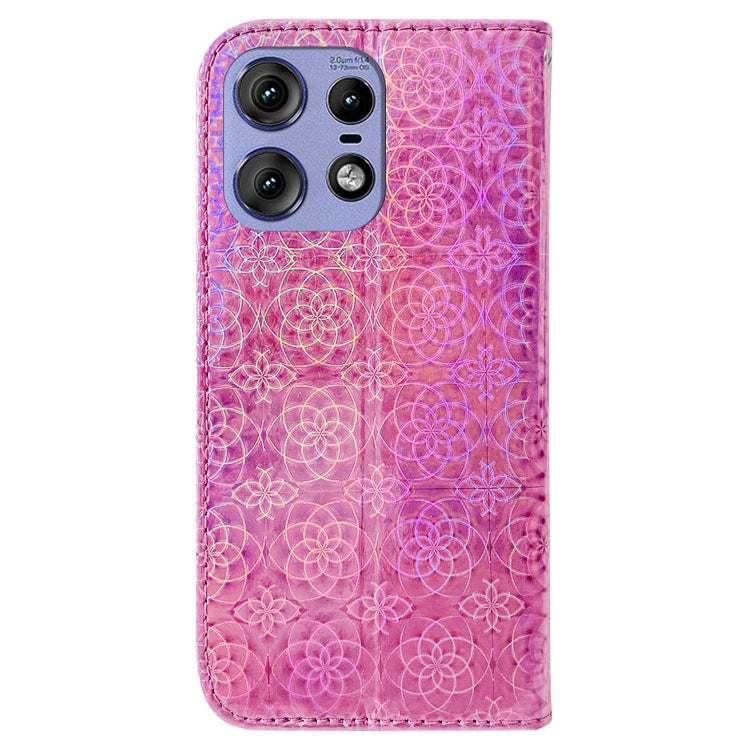 For Motorola Edge 50 Pro Colorful Magnetic Buckle Leather Phone Case(Pink) by buy2fix